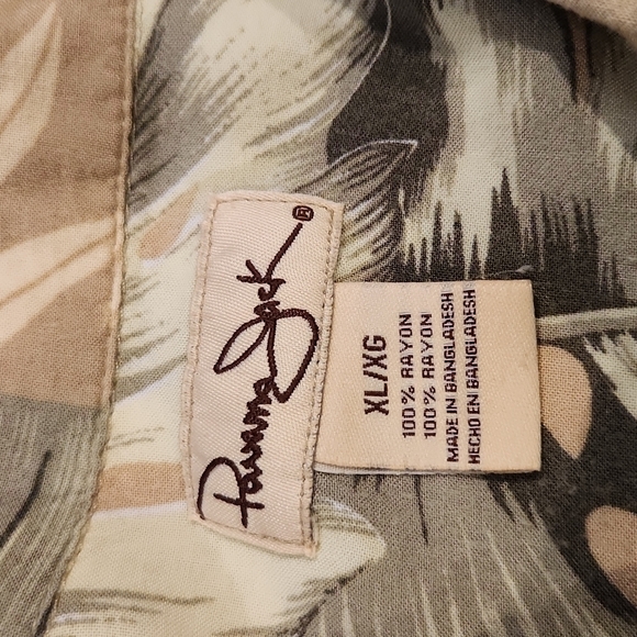 PANAMA Jack Tan & Green Leaf Print Button-Up Shirt - Picture 3 of 6